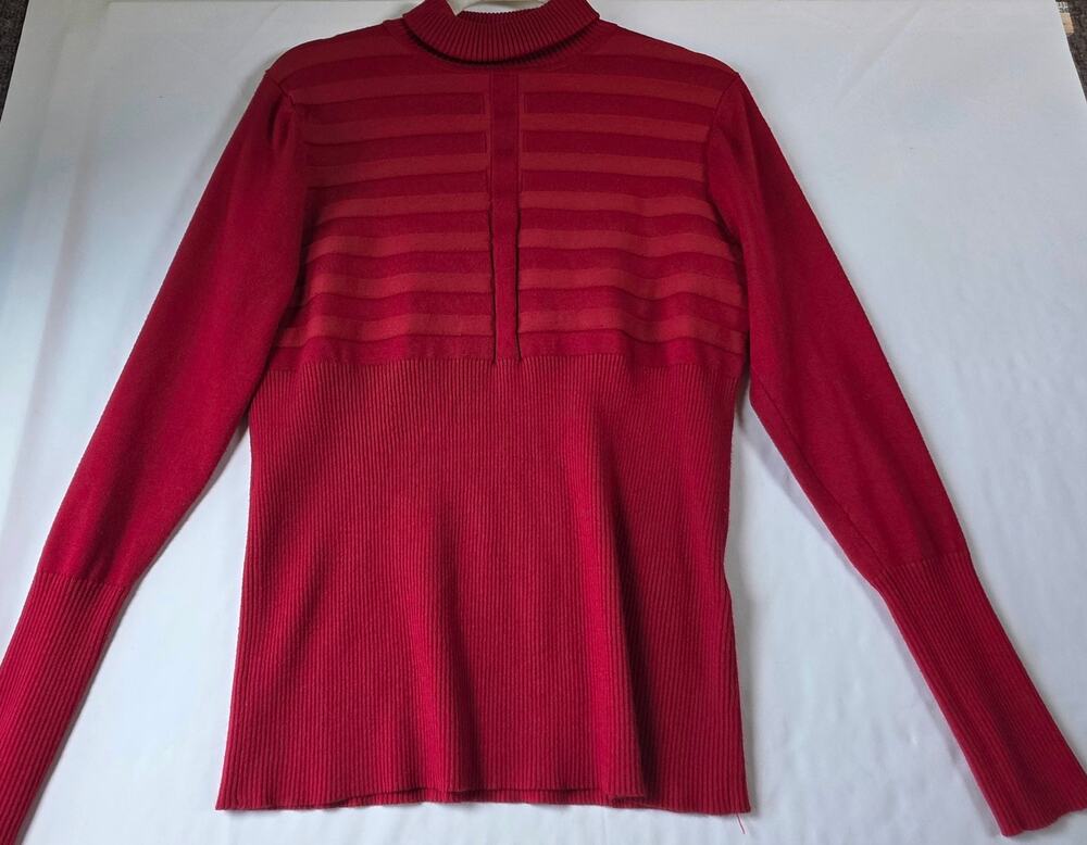 August Silk Mulled Wine Stripe Long Sleeve Turtleneck Sweater